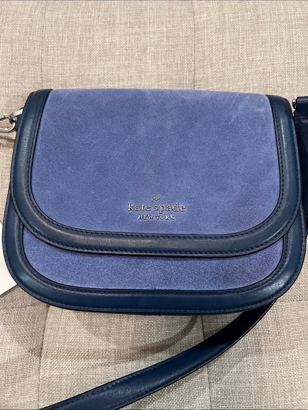 kate spade Blue Suede and Leather Two-Tone Crossbody Bag